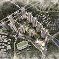 Aerial View Planning of High Rise Residential Buildings With Surrounding Greenery Roads and Community Layout