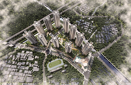 Modern Aerial View of Shenzhen Anju 3d model