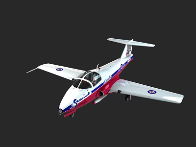 Passenger Plane Model With Red White Blue Livery Snowbird Logo And Twin Seat Streamlined Design 3d model