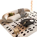 Cozy Sofa and Coffee Table Set with Patterned Rug Green Armchair Knit Blanket and Decorative Pillows