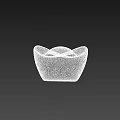 Modern Sculpture Carving Bowl Shaped White with Pink Rim and Smooth Surface on Reflective Base