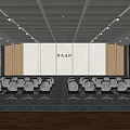 Modern Conference Room Interior With Arranged Black Office Chairs And Meeting Wall