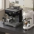 Modern Kitchen Appliances Featuring Black And White Espresso Coffee Machines On Countertop