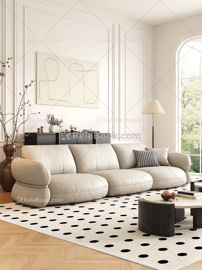 Mid-ancient style sofa coffee table combination 3d model