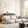 Mid-ancient style sofa coffee table combination 3d model