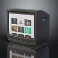 Vintage Black CRT Monitor Electronic Appliance With Display Screen Showing Product