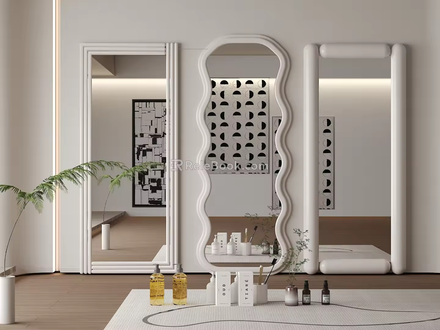 Cream Style Full-length Mirror 3d model