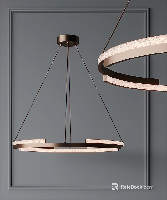 Stylish Modern Chandelier With Circular Metal Frame And Soft Lighting For Interior 3d model 