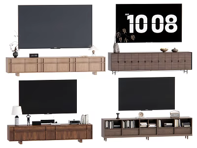Modern Wooden TV Stand For Living Room With Storage Drawers Shelves And TV 3d model