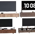 Modern Wooden TV Stand For Living Room With Storage Drawers Shelves And TV