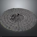 Round Manhole Cover Equipment With Circular Stone Brick Design And Damaged Hole