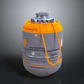 Handheld Military Weapon Device Orange Gray Body With Handle Top Metal Structure And Control Panel