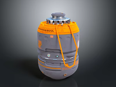 Handheld Military Weapon Device Orange Gray Body With Handle Top Metal Structure And Control Panel 3d model