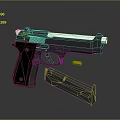 Black Tactical Pistol With Detachable Magazine And Brass Bullet On Reflective Surface