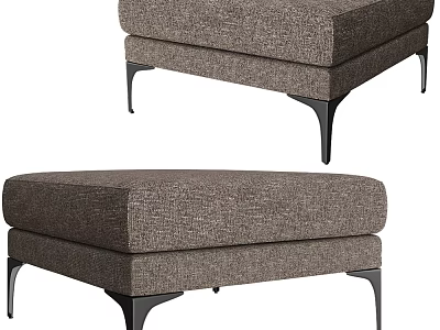 Modern Gray Fabric Ottoman With Stylish Black Metal Legs And Comfortable Design 3d model