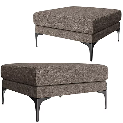 Modern Gray Fabric Ottoman With Stylish Black Metal Legs And Comfortable Design 3d model