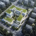 Aerial View Urban Planning With Modern Buildings Green Roofs And Surrounding Trees