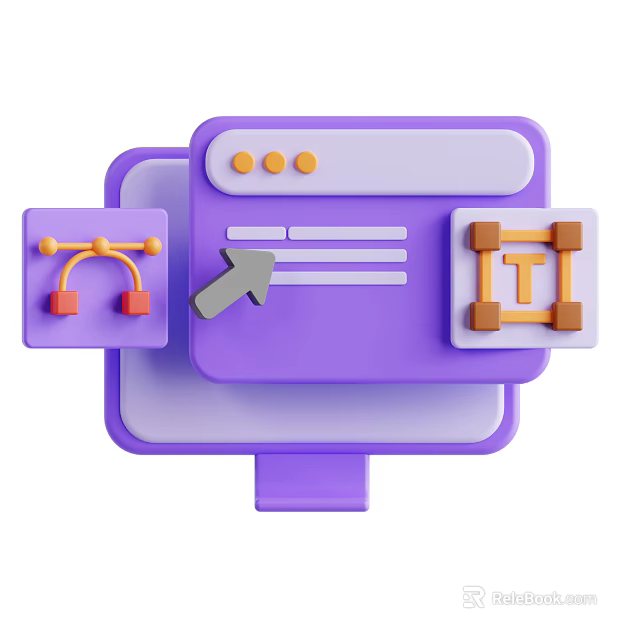 Purple Computer Interface Design With Connected Elements Layout Components Orange Accents And Modern UI 3d model 