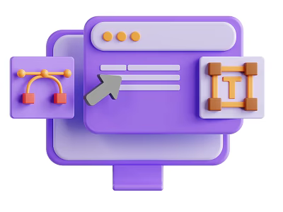 Purple Computer Interface Design With Connected Elements Layout Components Orange Accents And Modern UI 3d model