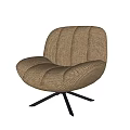 Modern Single Sofa with Beige Woven Fabric Striped Backrest and Seat Black Metal Stand