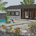 Karesansui Japanese Garden Design With Raked Gravel Stones Bamboo Fences And Wooden Accents