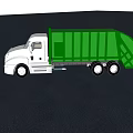 Functional Garbage Truck With White Cab Green Dumpster And Dump Body 3d model