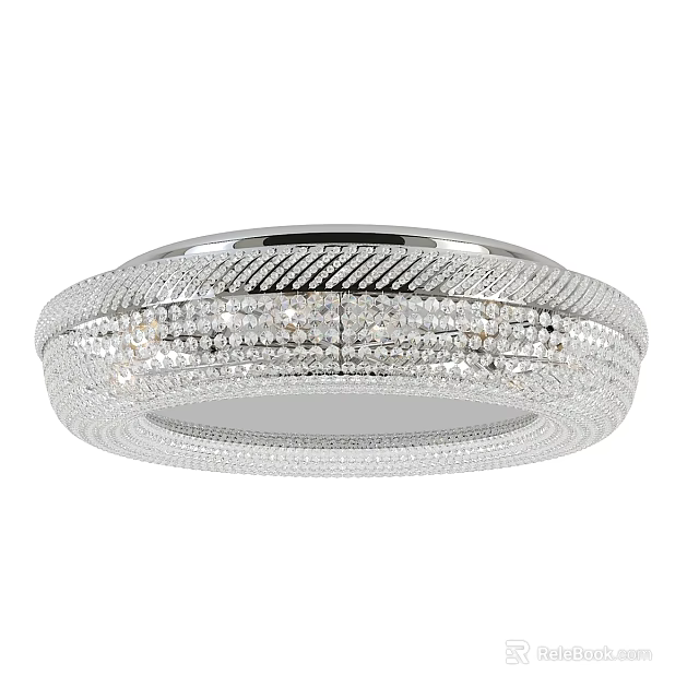 Round Crystal Ceiling Light With Sparkling Decorative Design For Modern Spaces 3d model