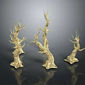Artistic Golden Branch Shaped Wood Stone Decorations For Interior Design
