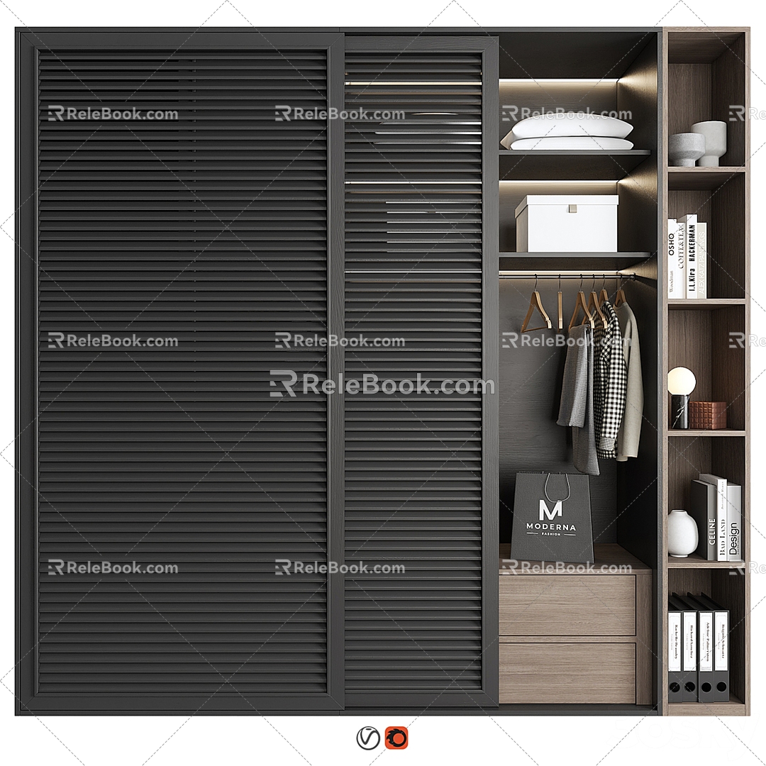 Furniture sliding door wardrobe locker 3d model