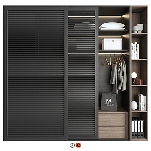 Furniture sliding door wardrobe locker 3d model