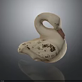 Swan Figurine With White Body Brown Patterns And Red Beak Design