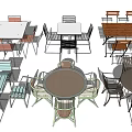 Various Dining Table And Chair Sets With Different Shapes And Materials
