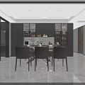 Modern Light Luxury Living And Dining Room With Marble Floor And Comfortable Large Sofa Sets