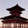 Chinese Garden Landscape With Traditional Pagoda Multi Story Wooden Structure And Decorative Eaves