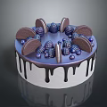 Delicious Chocolate Drizzle Cake Topped With Cookies Berries And Decorative Beads