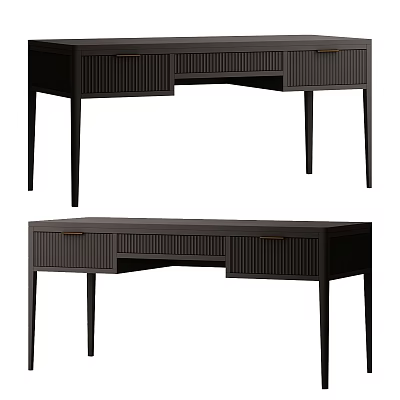 Dark Modern Desk With Drawers And Sleek Wooden Design For Home Office 3d model
