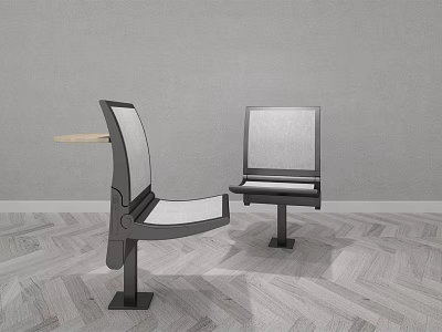 Modern Office Chairs With Mesh Backrest Seat Cushion And Wooden Side Table 3d model