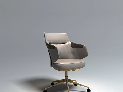 Modern Light Gray Velvet Office Chair With Gold Metal Base And Swivel Wheels 3d model