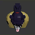 Low Poly Game Character With Purple Ears Yellow Eyes Pink Nose And Yellow Coat