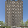 Modern High Rise Residential Building Facade With Windows Balconies And Surrounding Trees