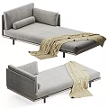 Modern Gray Chaise Lounge With Soft Knitted Blanket And Comfortable Cushions