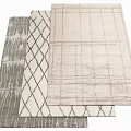 Stylish Square Rugs With Gray Diamond Pattern And Linear Texture Design 3d model