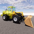 Yellow Heavy Duty Loader on Gray Sand Ground Under Blue Sky With White Clouds