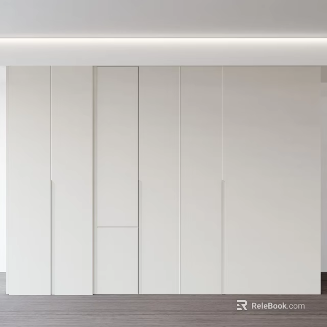 Modern White Wardrobe Design With Sleek Panel Doors And Minimalist Look 3d model 