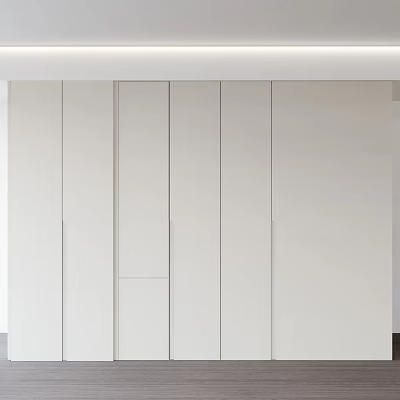Modern White Wardrobe Design With Sleek Panel Doors And Minimalist Look 3d model