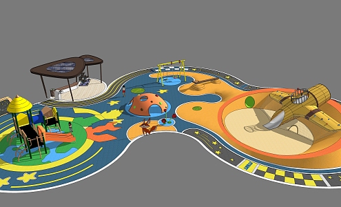 Children's activity area Modern play equipment 3d model