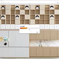 Modern Open Cube Bookshelf With Cartoon Decorations Number Labels And Storage Cabinets