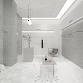 Modern Minimalist Clothing Store Interior With Hanging Garments Display Racks Green Plant And Pendant Light