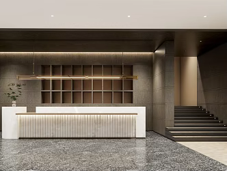 Modern Front Desk Sales Office Water Bar 3d model