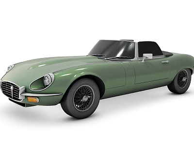 Vintage Green Convertible Sports Car With Classic Design And Open Top 3d model